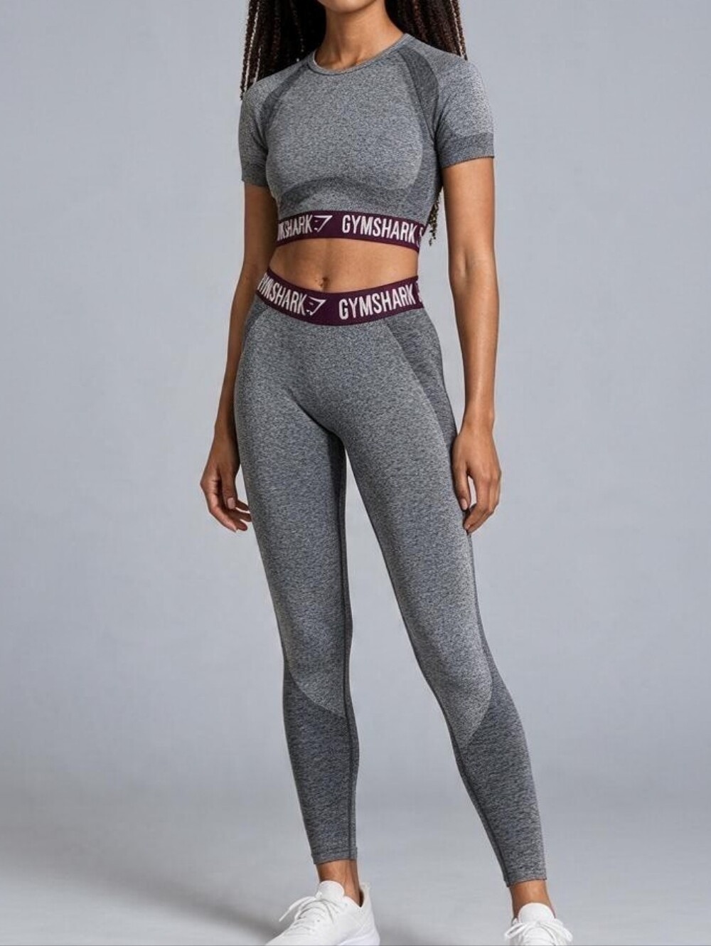 Gymshark - Flex Set Charcoal Plum - Top (S) & Leggings (XS)